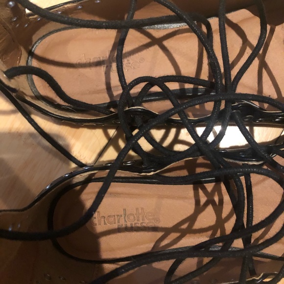 Charlotte Russe Black Lace Up Flats Size 6 - Picture 6 of 6